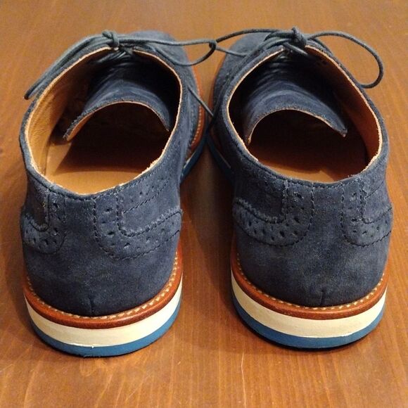 Polo Ralph Lauren "Johnsly' Blue Suede Brogue Wingtip Oxfords, Size 9.5 D - Picture 4 of 10